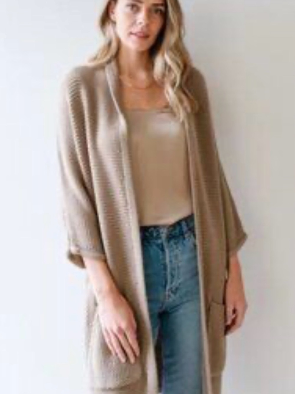 The Skinny, Erinn Beige Knit Cardigan Sweater